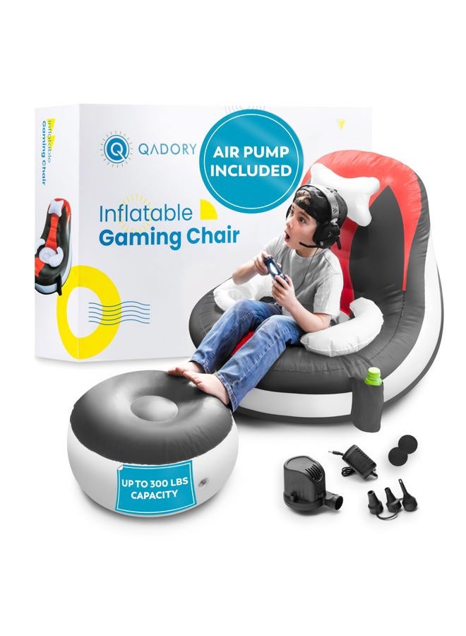 Qadory Inflatable Gaming Chair for Kids- Air Pump Included 2-in-1, Gaming Bean Bag Chair- Kids Gamer Chairs, Gamer Chairs for Kid- Floor Chairs for Teen Boy with Up to 300 LBS Capacity - Image 1
