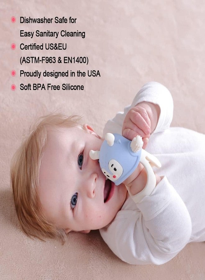 Mom's Aura Baby Teething Toys for Babies 0-6 Months-Baby Teether,Anti-Drop Silicone Mitten Teething Toy for Soothing Sore Gums,Teething Pacifier,Baby Toys 6 to 12 Months-Ideal Travel Essentials for,Reindeer) ((Blue,dls.rd) - Image 4