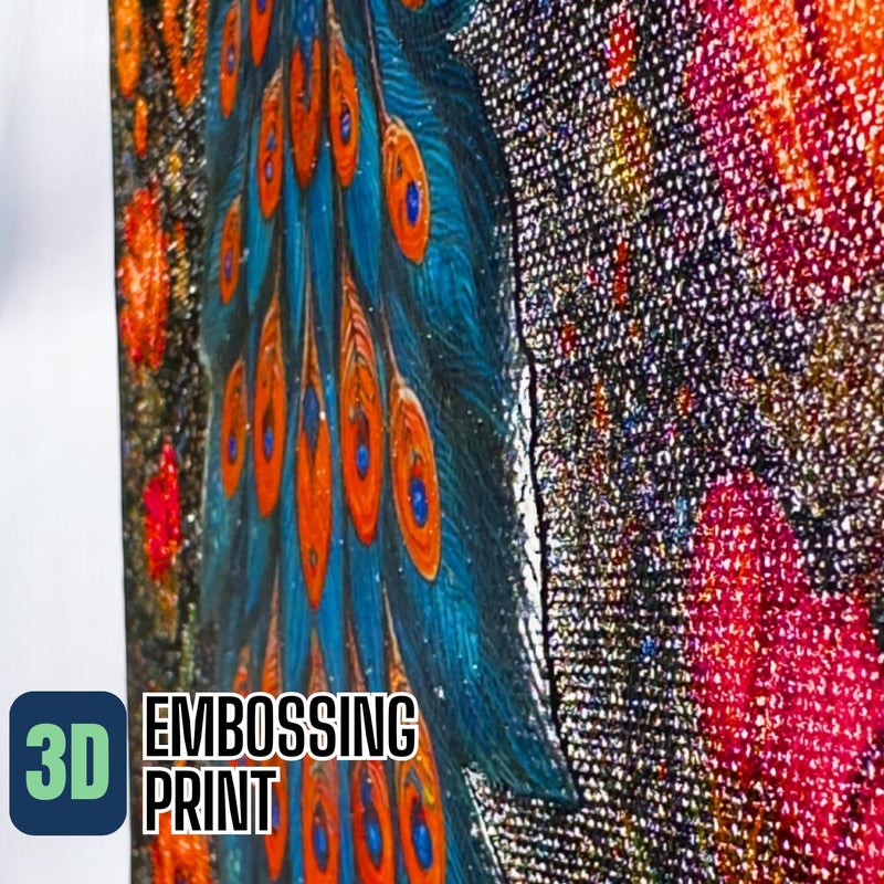 Maefele 3D Embossed Traditional IndianWall Painting and Wall ArtRegal Peacock Home decoration 11x17 inches with frame without border - Image 2