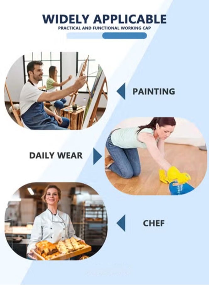 Pack of 3 Surgical Caps for Female and Male  Cotton Nursing Cap Working Cap Adjustable Cotton Working Hats Sweatband Cotton Ponytail Holder Long Hair Head Covers Hair Caps Nurse Hat with Buttons - Image 4