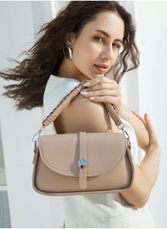 Haute Sauce Solid Magnet Lock Regular Vegan Leather Sling Bag with Detachable Strap For Women  - Image 3