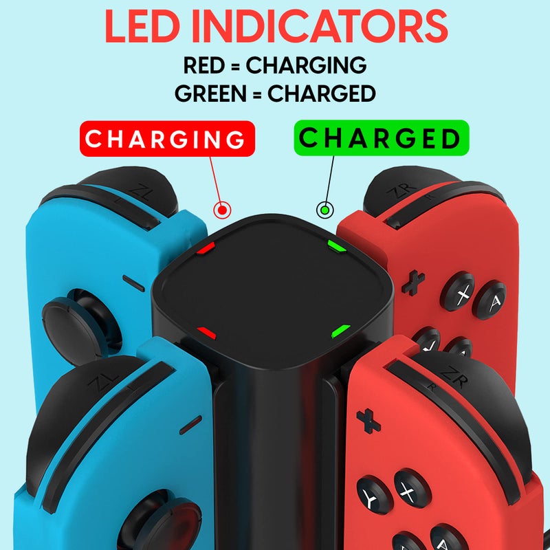 XICEN For Joycon Charging Dock for Switch Controller, Switch Accessories Compatible Switch Joycon,4 in 1 Switch Charger for Switch with a Micro-USB Charging Cord - Image 4