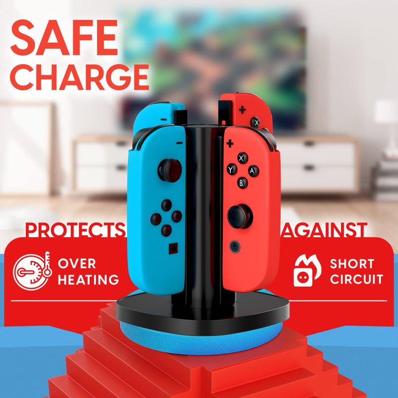 XICEN For Joycon Charging Dock for Switch Controller, Switch Accessories Compatible Switch Joycon,4 in 1 Switch Charger for Switch with a Micro-USB Charging Cord - Image 3