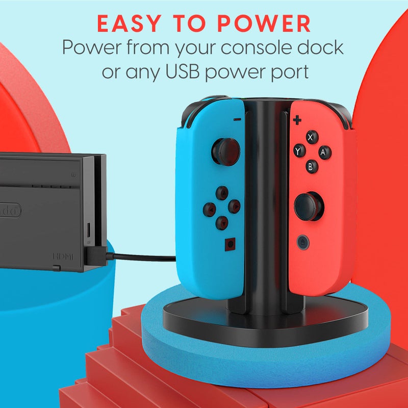 XICEN For Joycon Charging Dock for Switch Controller, Switch Accessories Compatible Switch Joycon,4 in 1 Switch Charger for Switch with a Micro-USB Charging Cord - Image 5