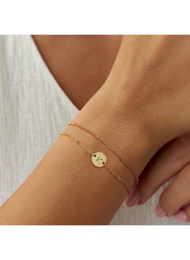 MONOZO Gold Initial Bracelets For Women Jewelry Gifts - 18K Gold Plated Letter Initial Bracelet Dainty Disc Letter N Initial Bracelets For Women Gold Initial Bracelets For Women Jeweley - Image 3