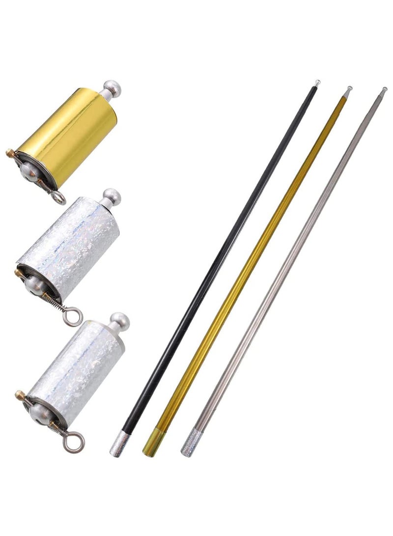 Luckam Stage Show Magic Wand Props Foldable Metal Look Magician's Cane 3-Piece Black Gold Silver 43.30 inch - Image 1