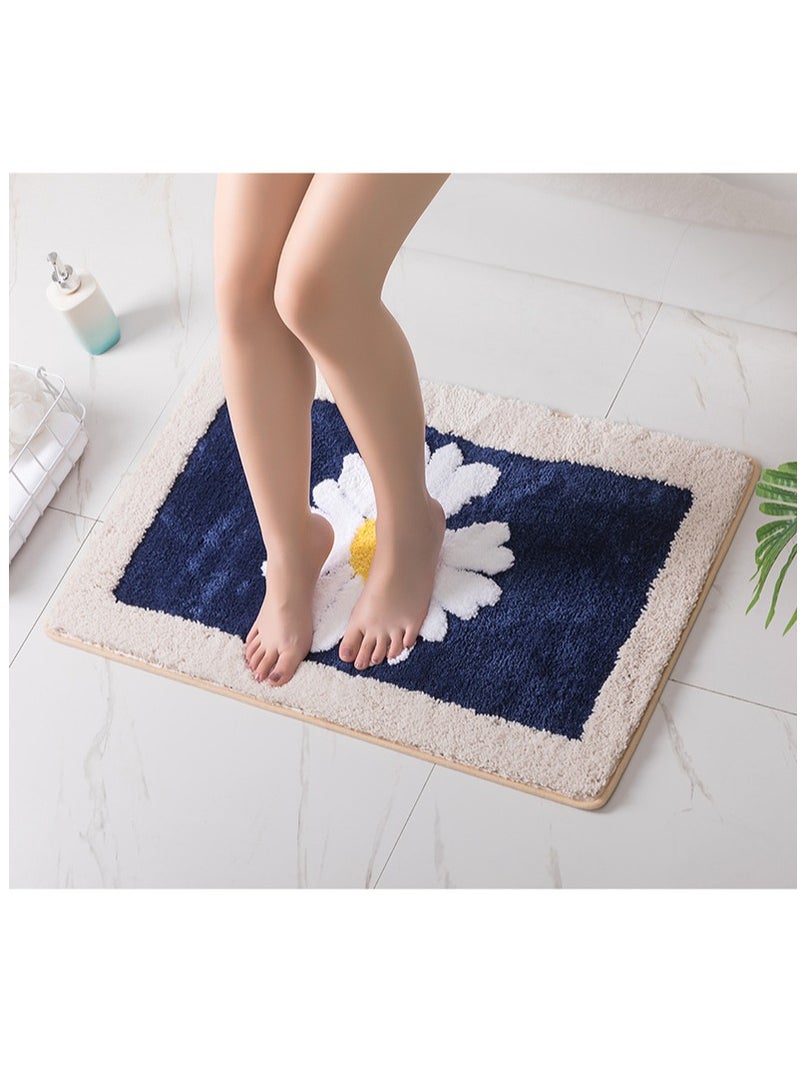 Bluejw Daisy Bath Mat Non-Slip Soft Adorable Boho Floral Bath Rugs Machine Washable Bathtub Mat Water Absorbent Plush Shaggy Carpet Thick Bathroom Kitchen Floor Microfiber Doormat 50x80cm - Image 5