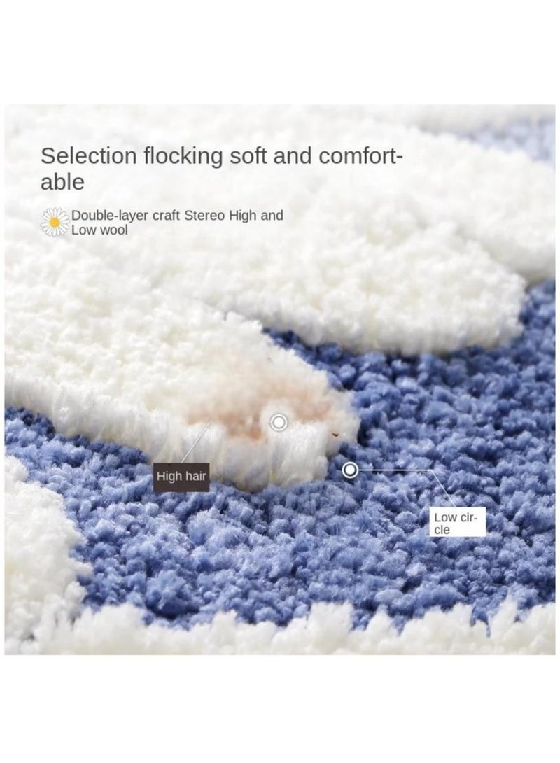 Bluejw Daisy Bath Mat Non-Slip Soft Adorable Boho Floral Bath Rugs Machine Washable Bathtub Mat Water Absorbent Plush Shaggy Carpet Thick Bathroom Kitchen Floor Microfiber Doormat 50x80cm - Image 2