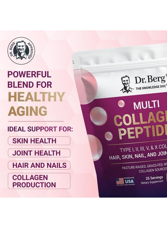 Dr. Berg Nutritionals Dr. Berg Multi Collagen Peptides Powder Types I, II, III, V, X - Unflavored Collagen Powder w/ 14 g of Protein - Grass-Fed, Pasture-Raised & Wild-Caught Collagen Sources - 25 Servings - Image 2