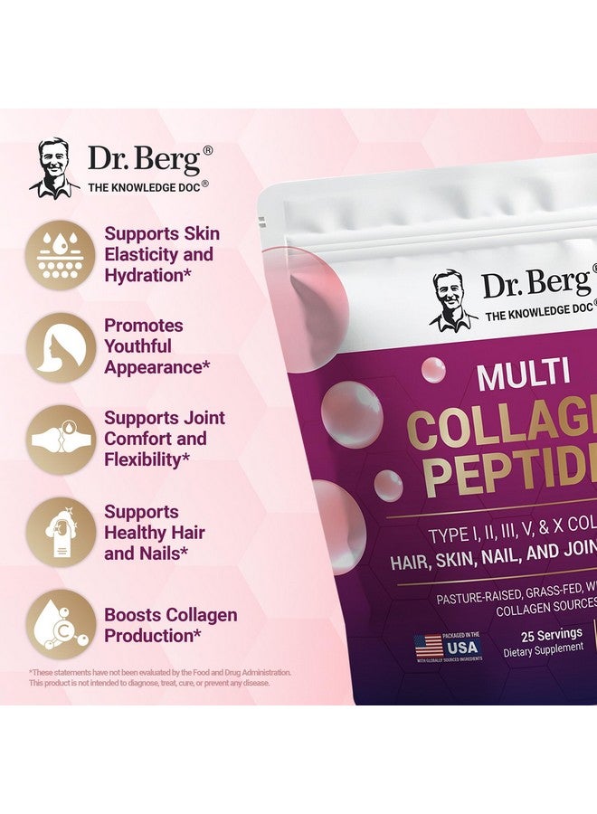 Dr. Berg Nutritionals Dr. Berg Multi Collagen Peptides Powder Types I, II, III, V, X - Unflavored Collagen Powder w/ 14 g of Protein - Grass-Fed, Pasture-Raised & Wild-Caught Collagen Sources - 25 Servings - Image 3