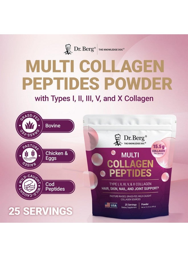 Dr. Berg Nutritionals Dr. Berg Multi Collagen Peptides Powder Types I, II, III, V, X - Unflavored Collagen Powder w/ 14 g of Protein - Grass-Fed, Pasture-Raised & Wild-Caught Collagen Sources - 25 Servings - Image 4