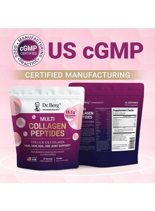 Dr. Berg Nutritionals Dr. Berg Multi Collagen Peptides Powder Types I, II, III, V, X - Unflavored Collagen Powder w/ 14 g of Protein - Grass-Fed, Pasture-Raised & Wild-Caught Collagen Sources - 25 Servings - Image 5