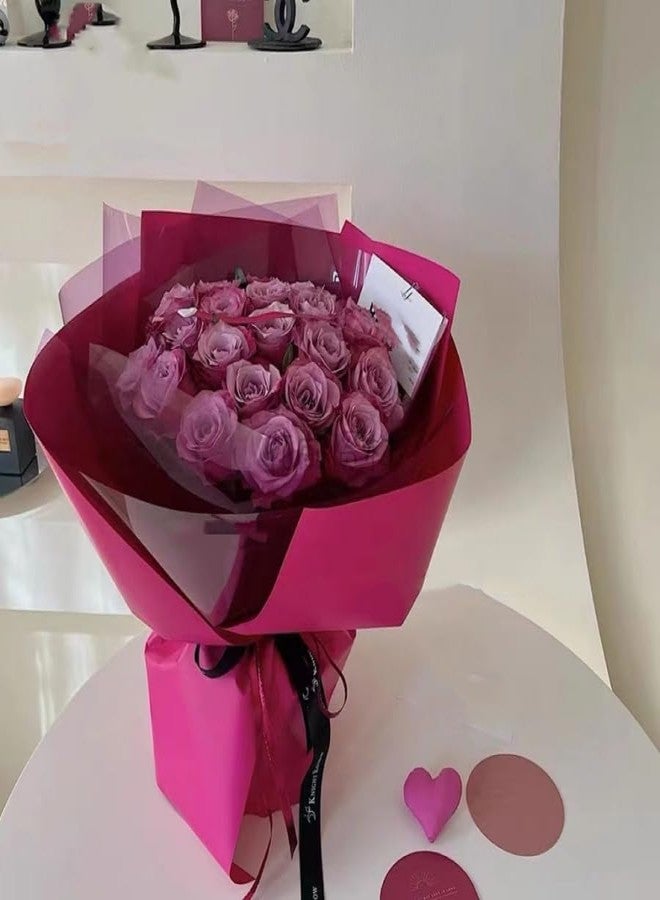 Dodxiaobeul 20 Sheets Waterproof Flower Wrapping Paper, Florist Bouquet Paper DIY Crafts,Wrapping Paper Gift Packaging Florist Bouquet Material 22 x 22inch (Dark Pink ) - Image 4