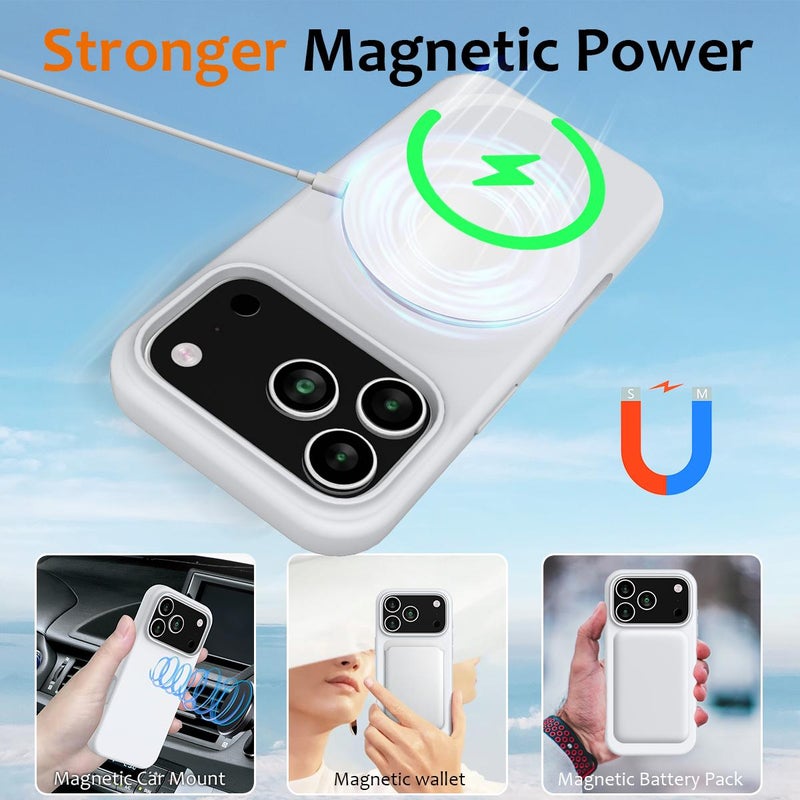 erorex For iPhone 17 Pro Max Shockproof Silicone Magsafe Phone Case(White) - Image 3