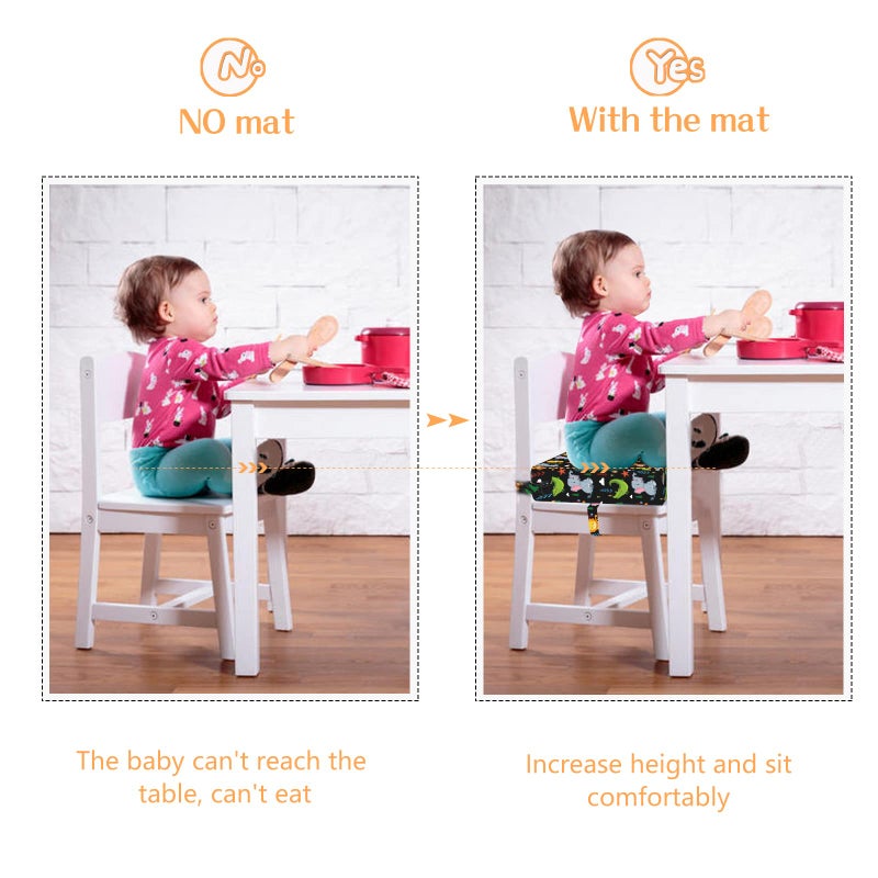 SMZCTYI Toddler Booster Seat for Dining Table, Stronger Support Non-Slip Bottom Double Safe Straps Booster Seat Dining Toddler, Portable Travel Increasing Cushion (Black) - Image 2