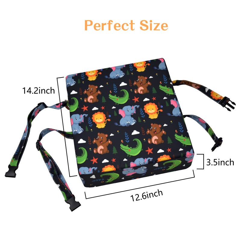 SMZCTYI Toddler Booster Seat for Dining Table, Stronger Support Non-Slip Bottom Double Safe Straps Booster Seat Dining Toddler, Portable Travel Increasing Cushion (Black) - Image 5