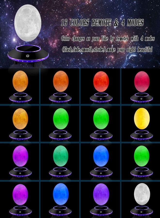 VGAzer Levitating Moon Lamp,Floating and Spinning in Air Freely 16 Colors with Gradually Changing LED Lights for Home,Office Decor,Unique Holiday Gifts,Night Light (White Moon) - Image 2