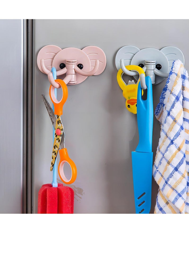 9pcs Elephant Swivel Adhesive Hooks Self Adhesive Hooks Decorative and Durable Wall Hangers for Hanging Key Towel Hooks No Punching Required Extra Large Load-bearing Three Colors x3  - Image 4