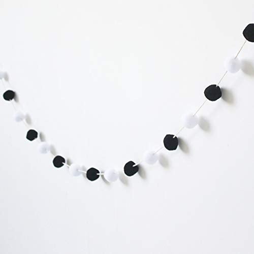binpeng Felt Ball 30mm 30 Balls Christmas Tassel Garland Pom Pom Ball String Ba 78in2M BlackWhite Ball