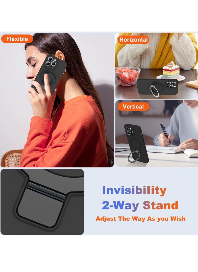 Eligo - iPhone 13 Pro Max MagSafe Case with Magnetic Invisible Stand,【Full Shockproof Protection】Soft Silicone Phone Cover with Kickstand for Apple 13 Pro Max (Black) - Image 1