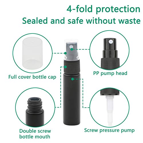 Newzoll 10pcs Black Glass Spray Bottles 10ml (1/3oz) Sprayer Bottles Sample Perfume Fine Mist Atomizer Sprayer Vials Tubes Containers for Essential Oils Scent Cosmetic - Image 3