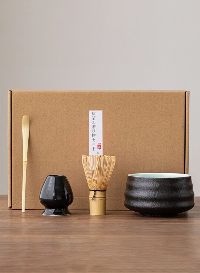 FLYROAD Authentic Matcha Set，Japanese Whisk & Bowl, Ceremony Accessory Kit with Stirrer, Spoon, Cup & Stand - Ceramic Matcha Whisk Holder for Perfect Matcha Green Tea，Black - Image 1