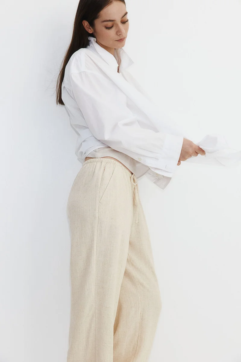اتش اند ام Straight drawstring trousers