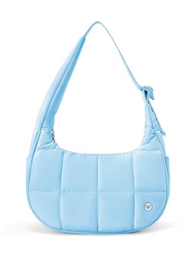 WESTBRONCO Small Puffer Crescent Shoulder Bag for Women, Nylon Quilted Shoulder Purses, Puffy Handbags with Adjustable Strap - Image 1