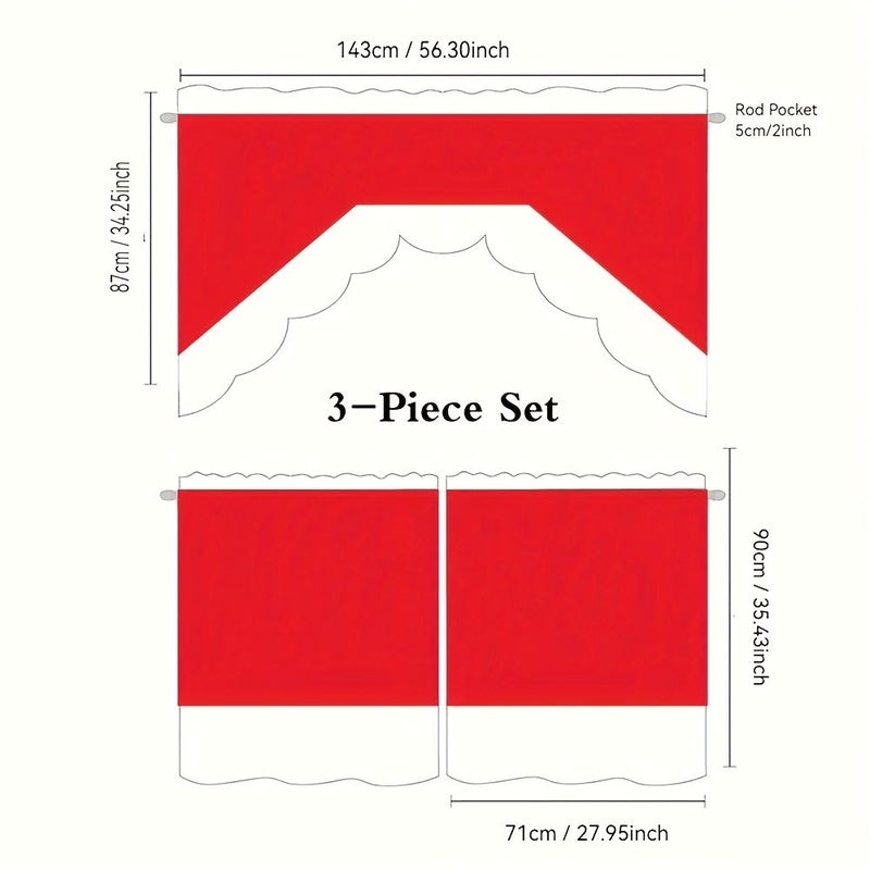 طائر الأزرق مع أزهار الكرز: مجموعة ستائر مطبخ مكونة من 3 قطع لديكور الباب والنافذة الربيعي - Image 3