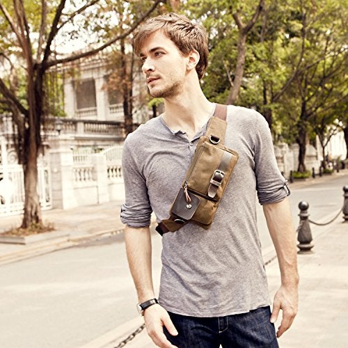 BAOSHA YB-01 Vintage Men's Waist Bag Sports Waist Pack Bum Bag Security Money Waist Day Pack Pouch Hip Belt Bag Bumbag Black - Image 5