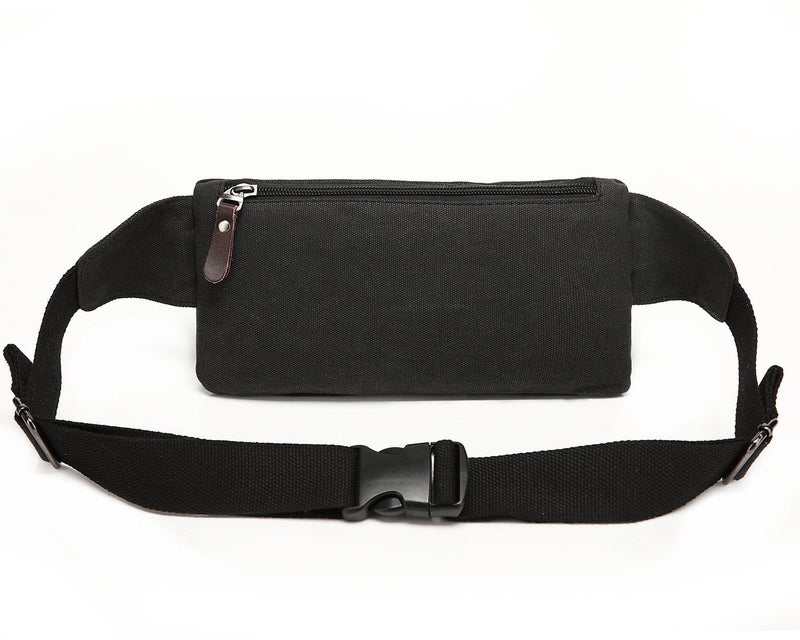 BAOSHA YB-01 Vintage Men's Waist Bag Sports Waist Pack Bum Bag Security Money Waist Day Pack Pouch Hip Belt Bag Bumbag Black - Image 3