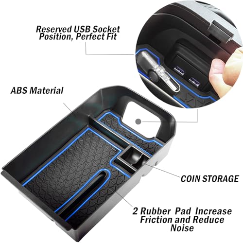 TACOBRO TACORBO Center Console Organizer Compatible with Toyota RAV4 2019 2021 2020 2022 2023 2024 2025 and 20212024 2025 RAV4 Prime Accessories Armrest Secondary Storage Box Insert Tray Blue Trim - Image 3