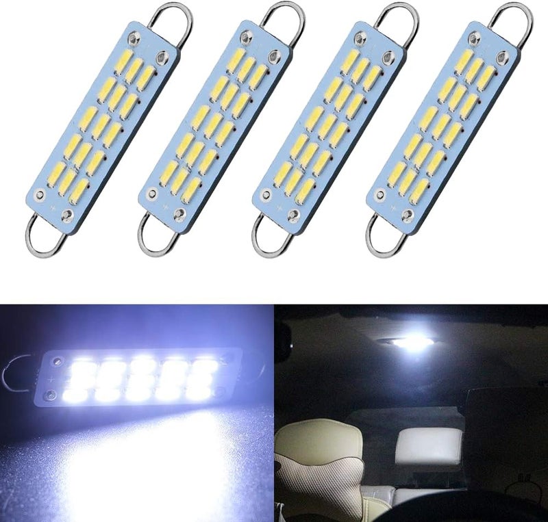 YM EBright 4Pack ضوء قبة LED أبيض بارد 44MM 4014 15SMD للسيارة ضوء باب السيارة ضوء صندوق الأمتعة