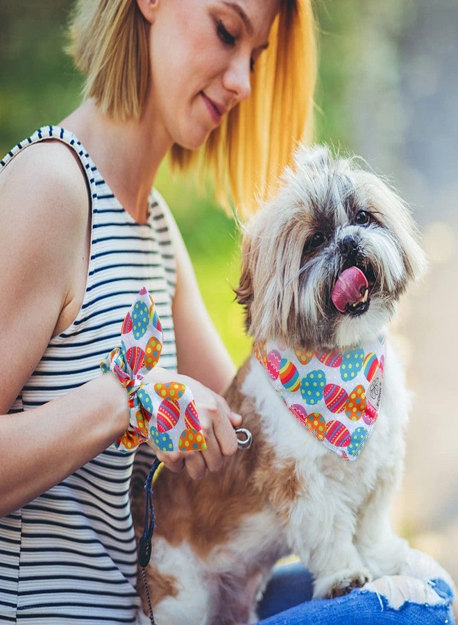 E-Clover Easter Dog Bandana & Matching Scrunchie Set Egg Dog Bandanas Scarf with Bunny Hair Tie for Small Puppy Dogs Pet Owner - Image 5