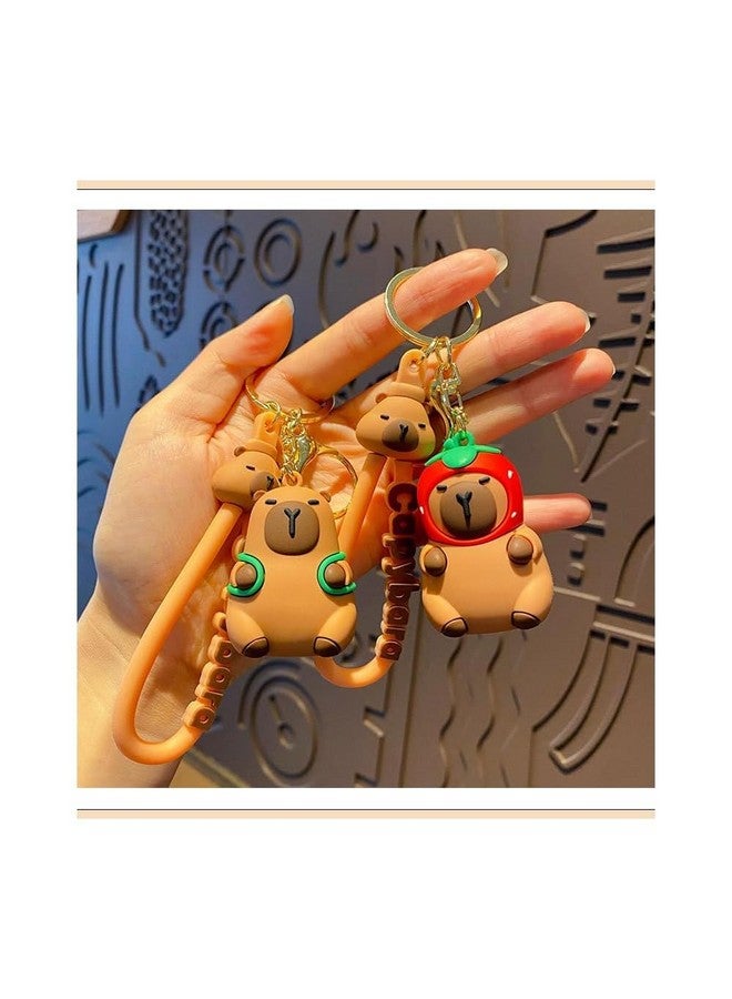 Elecart Super Cute Creative Funny Calm Down Peaceful Keychain | 3D Animal Key Ring Pendant for Bags, Keys, and Gifts (Capybara) - Image 2