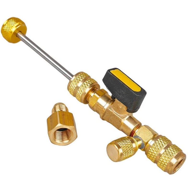 LSLANSOON HVAC Valve Core Remover Installer with Dual Size SAE 14 516 Port Air Conditioning Line Repair Tools for R22 R410A