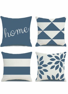 KASTWAVE Throw Pillow Covers, 4 Pcs Cotton Linen Farmhouse Home Decor Square Geometric Abstract Accent Pillow Cover Decorative Cushion Modern Outdoor Indoor Pillow Case for Couch Sofa Chair  - Image 1