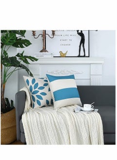 KASTWAVE Throw Pillow Covers, 4 Pcs Cotton Linen Farmhouse Home Decor Square Geometric Abstract Accent Pillow Cover Decorative Cushion Modern Outdoor Indoor Pillow Case for Couch Sofa Chair  - Image 3