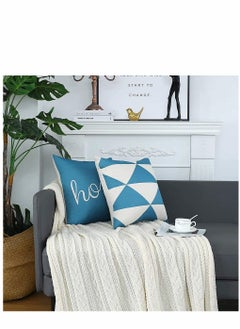 KASTWAVE Throw Pillow Covers, 4 Pcs Cotton Linen Farmhouse Home Decor Square Geometric Abstract Accent Pillow Cover Decorative Cushion Modern Outdoor Indoor Pillow Case for Couch Sofa Chair  - Image 2