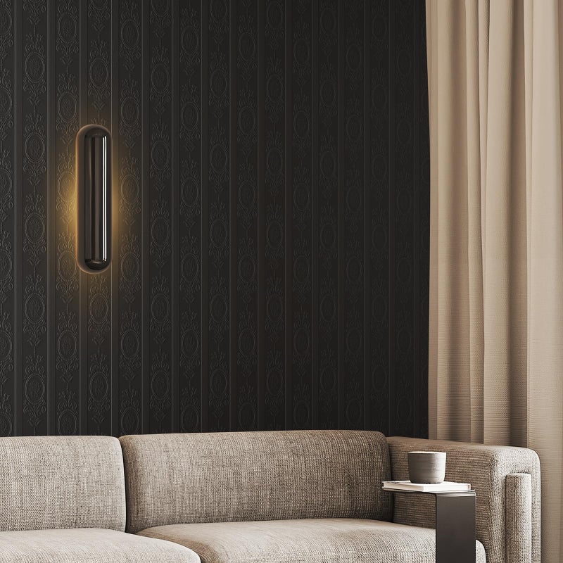 JiffDiff Wallpaper Peel and Stick Textured, 3D Black Embossed Wall Paper Stick on Wallpaper Modern Waterproof Self Adhesive Contact Paper(17.3" x 400") - Image 2