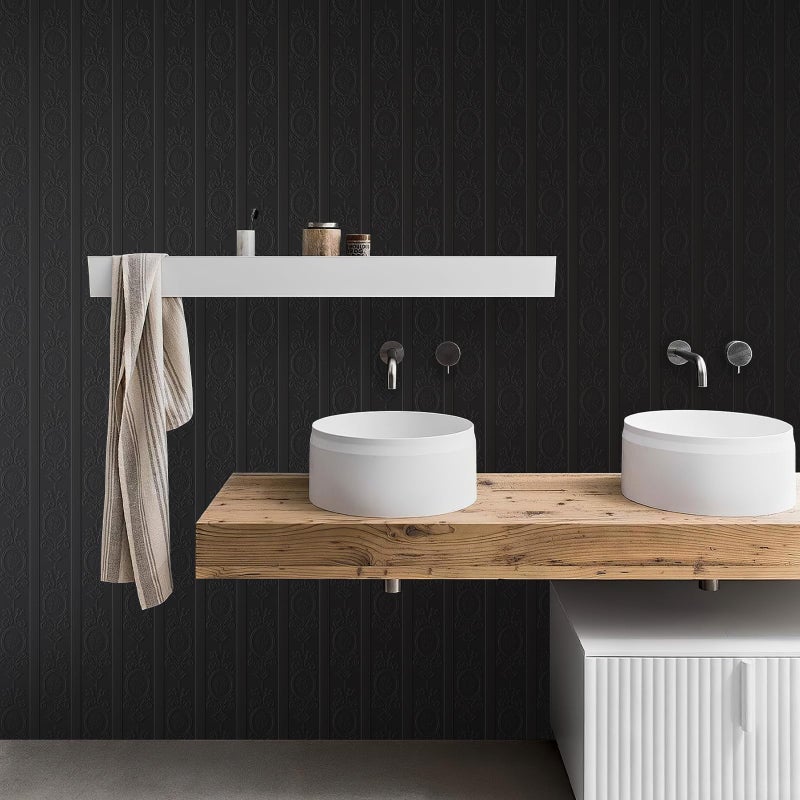 JiffDiff Wallpaper Peel and Stick Textured, 3D Black Embossed Wall Paper Stick on Wallpaper Modern Waterproof Self Adhesive Contact Paper(17.3" x 400") - Image 5