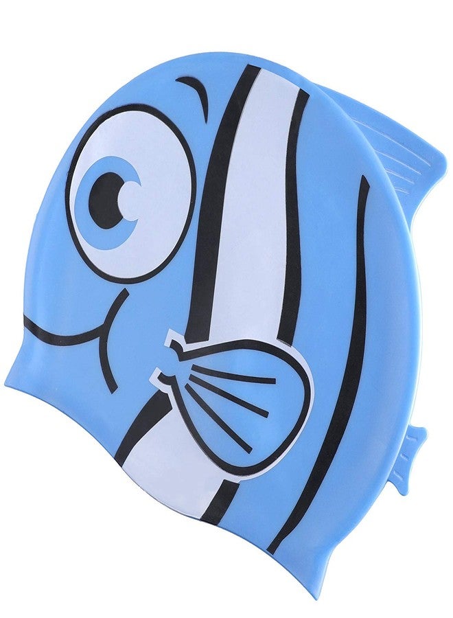 VANTOO Fun Swimming Cap for Kids - High Elastic Silicone Waterproof Swim Cap for Children, Boys, Girls - Tropical Fish Swim Hat (Blue) - Image 1