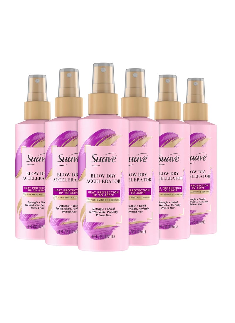 Suave Suave Heat Protection Spray For Hair and Detangler Spray Heat Spray Protection For Hair Up To 450F 6Oz Pack of 6 