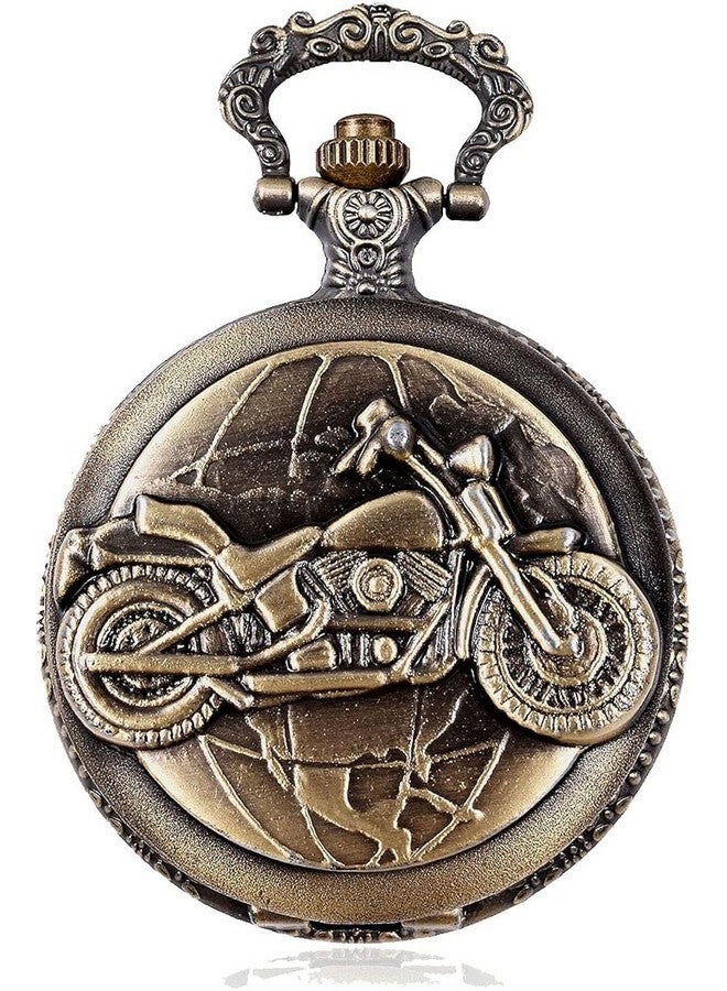 FowWelt Vintage Pocket Watch Metal Keychain Retro Clock For Gifting With Key Ring Anti-Rust - Bike Earth,Multicolor - Image 1
