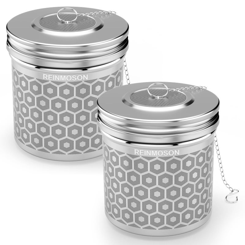 2 Pack Reinmoson Extra Large Tea Infuser for Loose Tea Spice Infuser for Cooking Extra Fine Mesh Large Tea Strainers for Loose Tea 304 Stainless Steel Loose Leaf Tea Steeper
