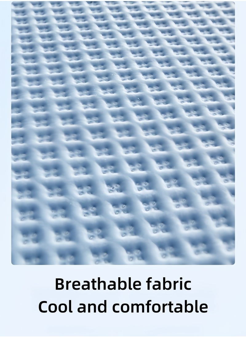CHU DAI 180x200cm Cooling Thin Mattress Pad, Queen Size Mattress Topper for Hot Sleepers, Cool Fitted Sheets for Bed, Summer Cooling System, Blue  - Image 3