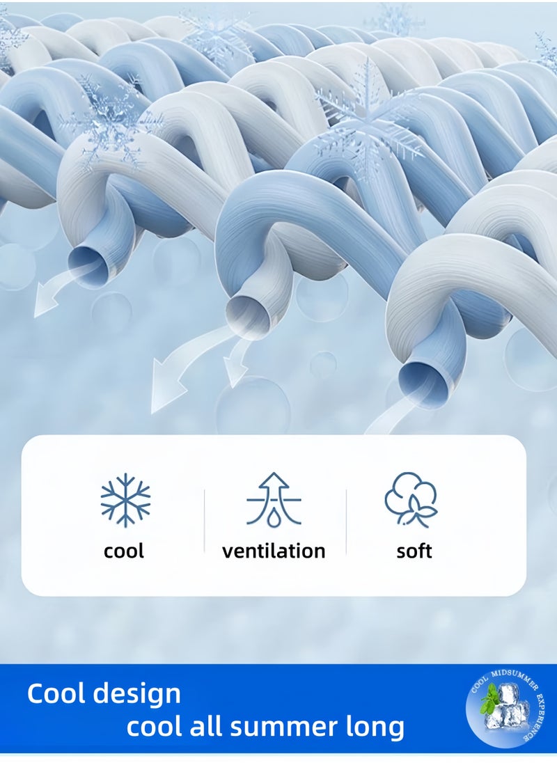 CHU DAI 180x200cm Cooling Thin Mattress Pad, Queen Size Mattress Topper for Hot Sleepers, Cool Fitted Sheets for Bed, Summer Cooling System, Blue  - Image 4
