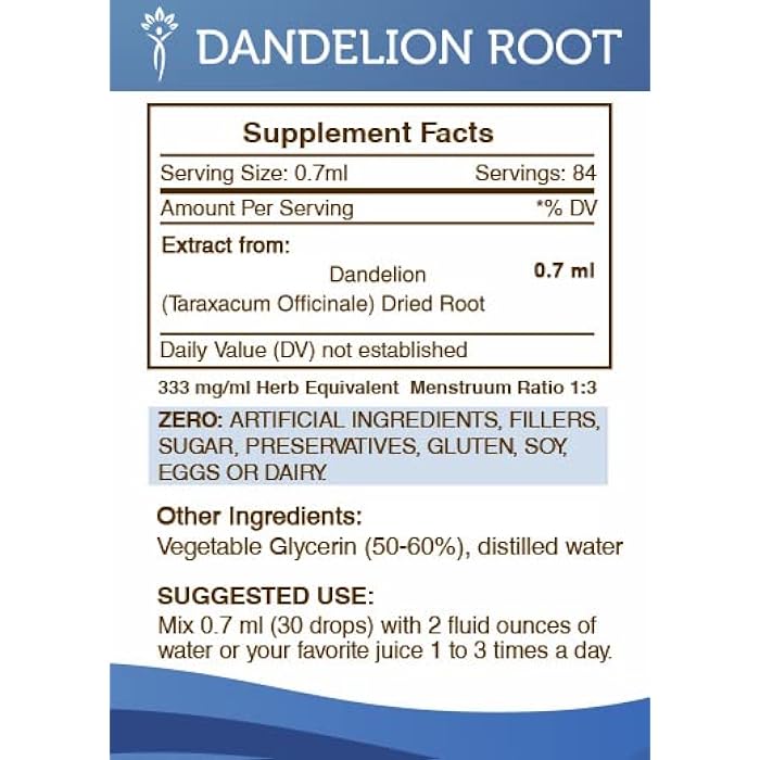 Secrets of the Tribe Dandelion Root Alcohol-Free Liquid Extract, Dandelion (Taraxacum Officinale) Dried Root Tincture Supplement (2 FL OZ) - Image 4