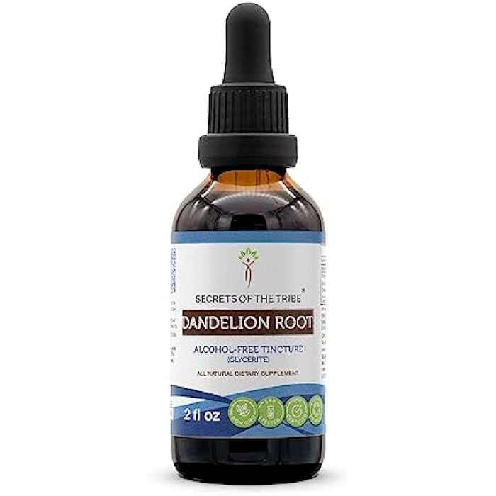 Secrets of the Tribe Dandelion Root Alcohol-Free Liquid Extract, Dandelion (Taraxacum Officinale) Dried Root Tincture Supplement (2 FL OZ) - Image 1