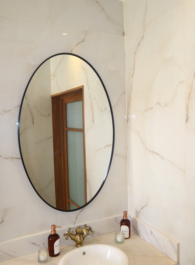 Glass Corner 70*110 Oval Mirrors - Black - Image 1